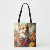 レトロウェルシュコーギーカーディガン絵を描ズ トートバッグ (正面)