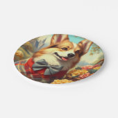 レトロウェルシュコーギーカーディガン絵を描ズ ペーパープレート (アングル)