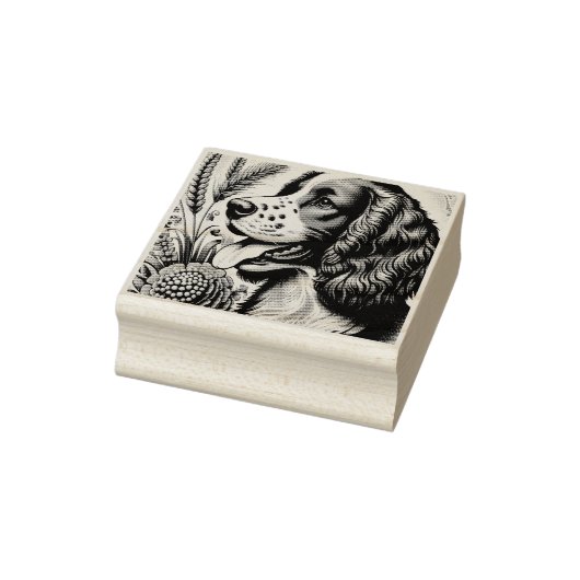 レトロウェルシュスプリングガースパニエル犬ブラウンホワイトアート ラバースタンプ (スタンプ)