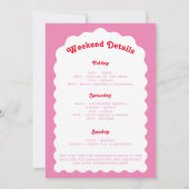 レトロウェーブアーチピンクと赤バチェロレッテ週末 招待状 (裏面)