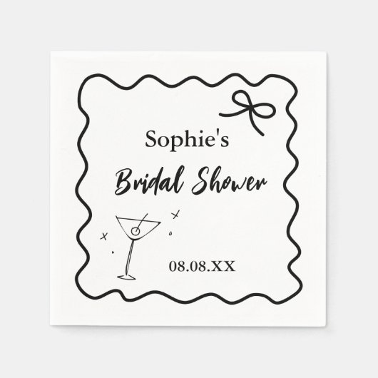 レトロウェーブカクテルナプキンス – マルティニグラス スタンダードカクテルナプキン (正面)