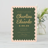 レトロウェーブグリーンピーチゴールデン結婚ズ 招待状 (スタンド正面)