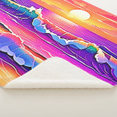 レトロウェーブサンセットセレニティ シェルパブランケット (3/4)