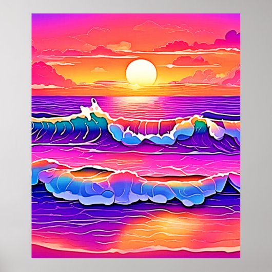 レトロウェーブサンセットセレニティ ポスター (正面)