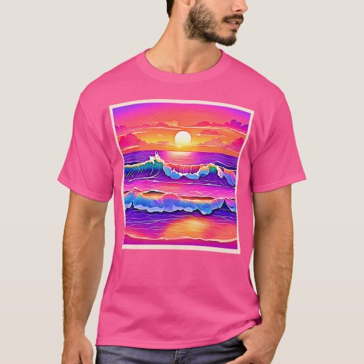 レトロウェーブサンセットセレニティ Tシャツ (正面)