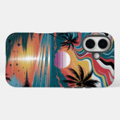 レトロウェーブサンセット Case-Mate iPhoneケース (裏面 (横))
