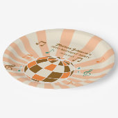 レトロウェーブディスコボールミュージカルオレンジ誕生日 ペーパープレート (アングル)