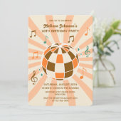 レトロウェーブディスコボールミュージカルオレンジ誕生日 招待状 (スタンド正面)