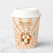 レトロウェーブディスコボールミュージカルオレンジ誕生日 紙コップ (正面)
