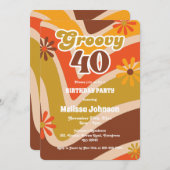 レトロウェーブデイジーGroovy 40th誕生日 招待状 (正面/裏面)