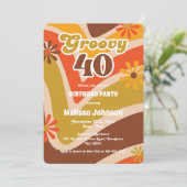 レトロウェーブデイジーGroovy 40th誕生日 招待状 (スタンド正面)