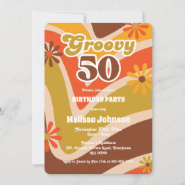 レトロウェーブデイジーGroovy 50誕生日 招待状
