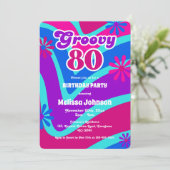 レトロウェーブデイジーGroovy 80th紫誕生日 招待状 (スタンド正面)