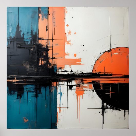 レトロウェーブデザイン02スクエアポスター ポスター (正面)