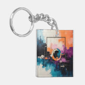 レトロウェーブデザイン04 – キーチェーン (正面左)