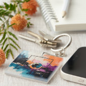 レトロウェーブデザイン04 – キーチェーン (正面右)