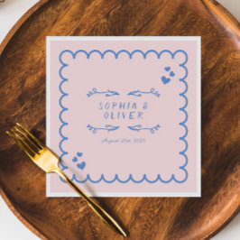 レトロウェーブド図解入りの、写真付きのル書ハンド結婚ズ スタンダードカクテルナプキン