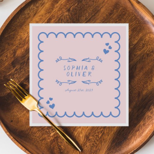 レトロウェーブド図解入りの、写真付きのル書ハンド結婚ズ スタンダードカクテルナプキン