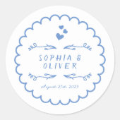 レトロウェーブド図解入りの、写真付きのル書ハンド結婚ズ ラウンドシール (正面)