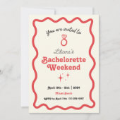 レトロウェーブバチェロレッテ週末の日程 招待状 (正面)
