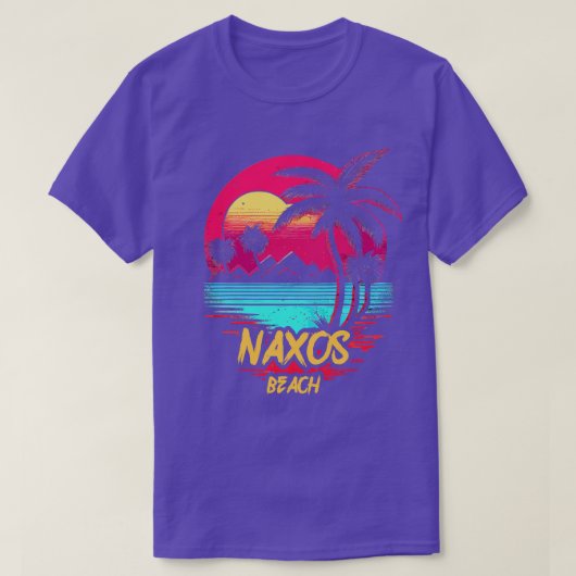 レトロウェーブビーチナクソスビーチ Tシャツ (デザイン正面)