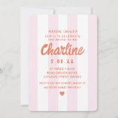 レトロウェーブピンクと赤の手書きの花嫁のシャワー 招待状 (正面)