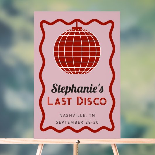 レトロウェーブピンクと赤の最後のディスコバチェロレッテ アクリルサイン (ニュートラル)