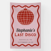 レトロウェーブピンクと赤の最後のディスコバチェロレッテ 横断幕 (縦)