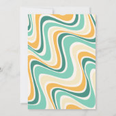 レトロウェーブフラワーアーチグリーンイエロー誕生日 招待状 (裏面)