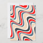 レトロウェーブフラワーアーチグレーレッド誕生日 招待状 (裏面)