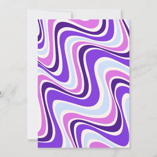 レトロウェーブフラワーアーチバイオレットブルー誕生日 招待状 (裏面)