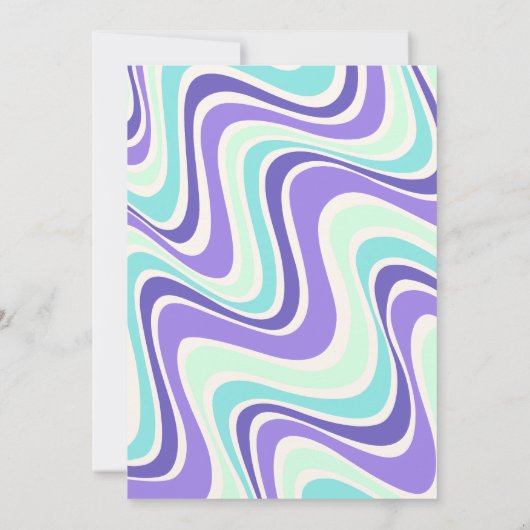 レトロウェーブフラワーアーチミントブルー誕生日 招待状 (裏面)