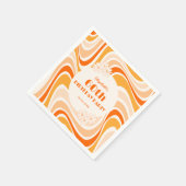 レトロウェーブフラワーオレンジピーチ誕生日 スタンダードカクテルナプキン (角)