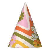 レトロウェーブフラワーグリーン40thバースデーウェルカム パーティーハット (左)