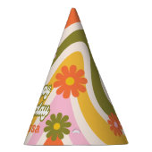 レトロウェーブフラワーグリーン40thバースデーウェルカム パーティーハット (右)