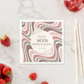 レトロウェーブフラワーサージブラウンピーチ誕生日 スタンダードカクテルナプキン (インサイチュ)