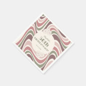 レトロウェーブフラワーサージブラウンピーチ誕生日 スタンダードカクテルナプキン (角)