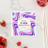 レトロウェーブフラワーバイオレットブルー誕生日 スタンダードカクテルナプキン (インサイチュ)