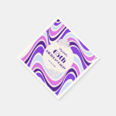 レトロウェーブフラワーバイオレットブルー誕生日 スタンダードカクテルナプキン (角)