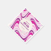 レトロウェーブフラワーパープルピンク誕生日 スタンダードカクテルナプキン (角)