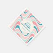 レトロウェーブフラワーピンクグリーン誕生日 スタンダードカクテルナプキン (角)