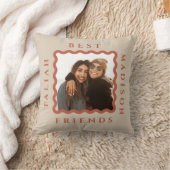 レトロウェーブフレームテラコッタベストフレンドフォト クッション (ブランケット)