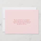 レトロウェーブフレームフォト赤面&テラコッタ誕生 案内状 (裏面)