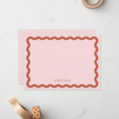 レトロウェーブフレーム赤面&テラコッタパーソナライズされた ノートカード (正面/裏面インサイチュ)