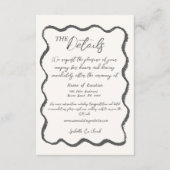 レトロウェーブブラックホワイト手書き結婚式の詳細 エンクロージャーカード (正面)