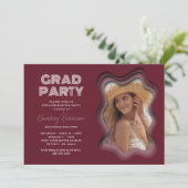 レトロウェーブブルゴーニュ写真卒業パーティー 招待状 (スタンド正面)