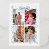 レトロウェーブブルーリボン&スターフォトコラージュ 箔シーズンカード (裏面)