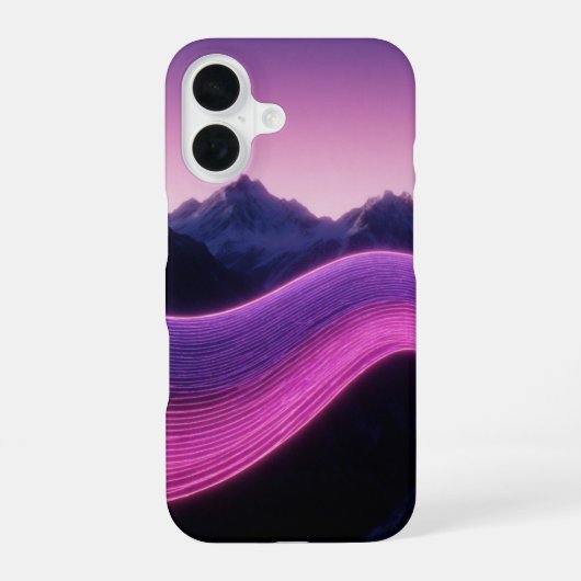 レトロウェーブマウンテン iPhone 16ケース (裏面)