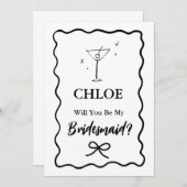 レトロウェーブマティーニグラス ブライズメイド提案 招待状 (正面/裏面)