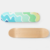 レトロウェーブラインパステルレインボーカラーズパターン スケートボード (横)